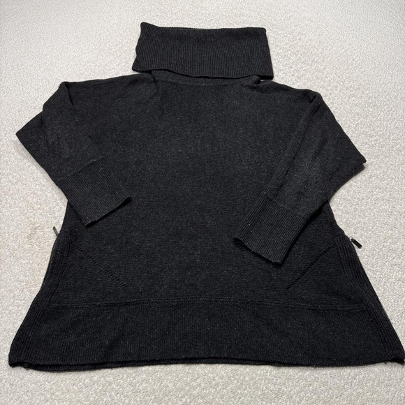 Soft Surroundings Sweater Womens L/XL Gray Wool Cashmere Tunic Side Zip Knit - Picture 1 of 7